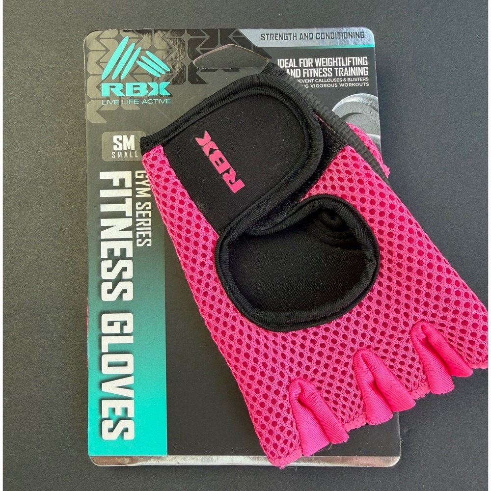 RBX Fitness Gloves Small Pink Black Gym Series Weightlifting Padded Mesh Train